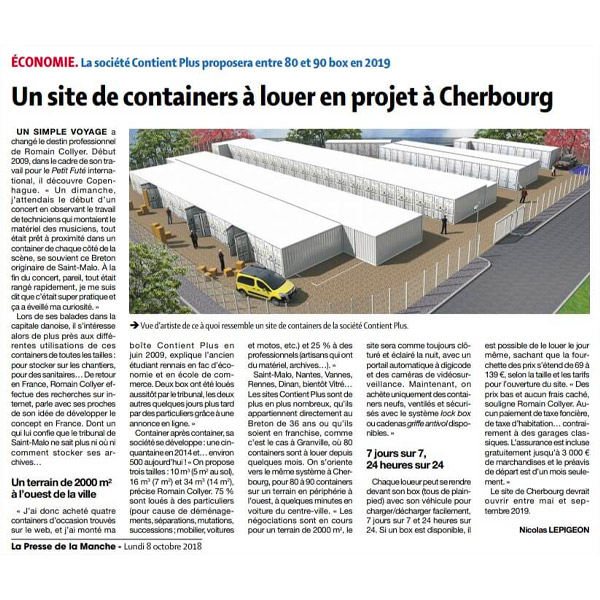 Un site de 80 à 90 containers à louer en projet à Cherbourg