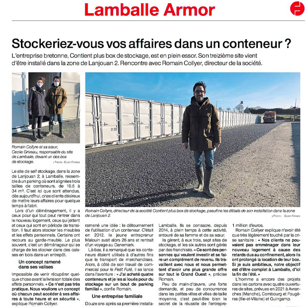 À Lamballe, stocker ses affaires dans un conteneur, c’est désormais possible