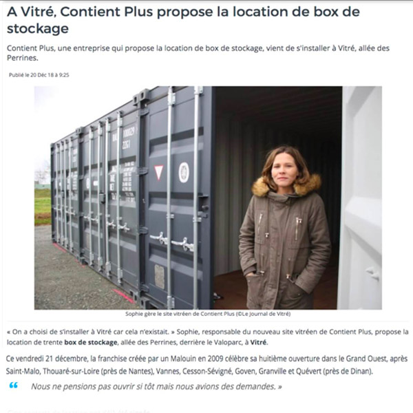 A Vitré, Contient Plus propose la location de box de stockage