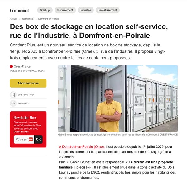 Des box de stockage en location self-service, rue de l’Industrie, à Domfront-en-Poiraie